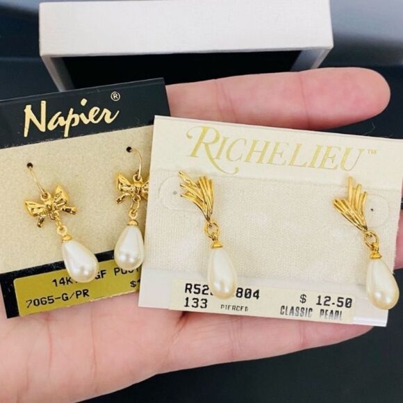 Vintage Jewelry - Pair of Vintage Faux Pearl Earrings - Richelieu and Napier